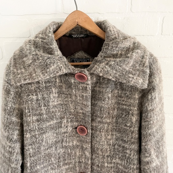 Vintage Women’s Coat Jacket Button down Wool Alpaca Mohair Gray Textured Sz 10 - Picture 2 of 9
